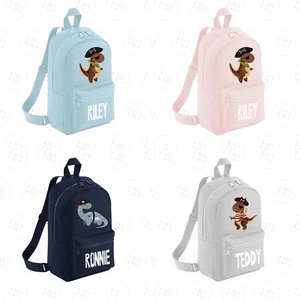 Personalised Dino Pirate Backpack Nursery Rucksack Kids Back To School Bag - Picture 1 of 24