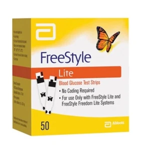 50 Freestyle Lite Blood Glucose Test Strips Brand New Sealed 12/24 Exp