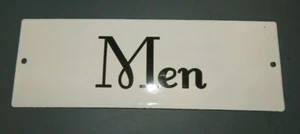 "MEN" Gentlemen Bathroom Restroom ENAMEL PORCELAIN Metal Wall Mount Sign 10" - Picture 1 of 2