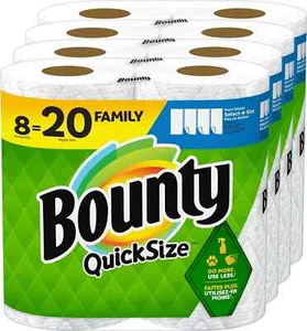Bounty Quick Size Papierhandtücher, weiß, 8 Familienrollen = 20 normale Rollen - Bild 1 von 4