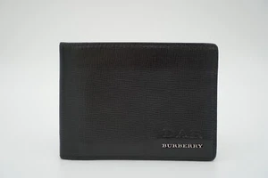 Cartera Burberry auténtica de cuero genuino negra para hombre hecha en Italia - Imagen 1 de 16