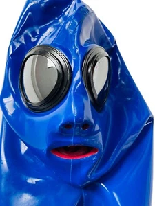 latex gummi mask eye glass lens with 15cm long nose tube and red teeth 0.4mm - Picture 1 of 6