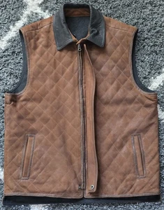 Madison Creek Outfitters Quilted Reversible Leather Vest Sherpa M - Picture 1 of 14