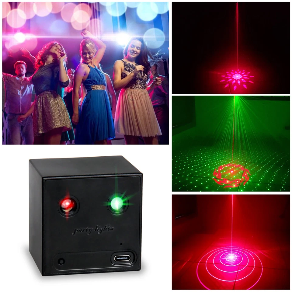 DJ Laser Party Lights RGB LED Disco Light Sound Activated Projector Strobe Light - Image 1 of 4