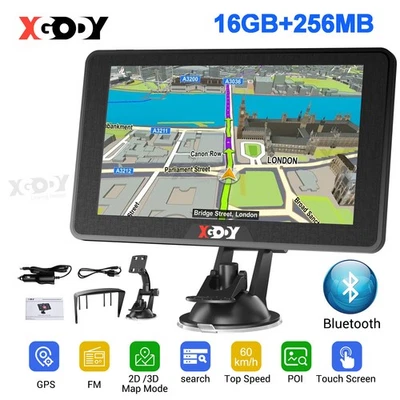 XGODY 7 Zoll Auto Bluetooth Navigationsgerät für PKW Wohnmobile LKW GPS Navi 16G - Bild 1 von 4