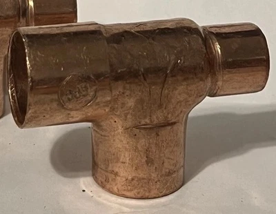 ELKHART 3/4" x 1/2" x 3/4" Writ Copper Tee Reducing Sweat C X C X C Plumbing - Image 1 of 4