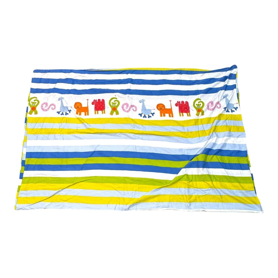 IKEA BARNSLIG RAND Cotton Kids Twin Duvet Cover Colorful Zoo Animals Stripes - Image 1 of 4