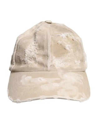 Auténtica gorra de béisbol Dolce & Gabbana beige de algodón andrajoso 6 paneles para hombre Foto 1 de 4