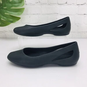 Crocs Sienna Ballet Flats Rubber Slip On Shoes Women’s Size 6 Black Closed Toe - Picture 1 of 14