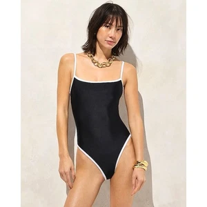 J.Crew Contrast straight-neck one-piece Black Size 6 NWT - Picture 1 of 7