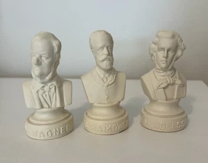 Halbe Music Composer Figure Busts Set Of 3 Tschaikowsky Wagner Mendelssohn - Picture 1 of 16