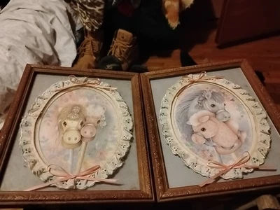 Cuadro clásico/de colección de caballo pasatiempo de guardería - marco de madera en relieve (9" x 11,5) Foto 1 de 3