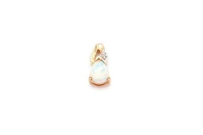 10k Yellow Gold Lab-Created Opal Diamond Pendant - Image 1 of 4