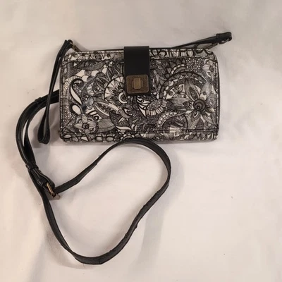 Bolsa tiracolo Sacroots grande smartphone pulseira preta branca LEIA - Imagem 1 de 4