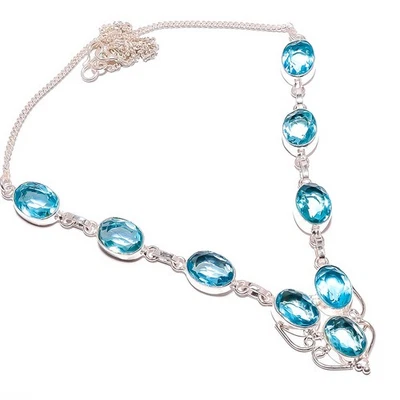 Collar tenis joyería plata piedras preciosas topacio azul 17,99" TN7525-386 Foto 1 de 3