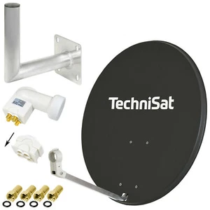 SAT Anlage TechniSat 80cm Schüssel + LogiSat Quad LNB Wandhalter 25cm HDTV HD d - Bild 1 von 7