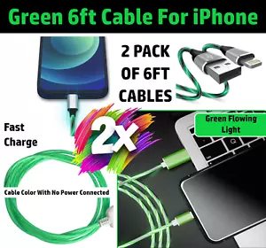 2 Pack 6ft LED Fast Charge 8 Pin Cable for Apple iPhone 13 12 11 X XR XS Pro Max - Picture 1 of 23