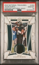 Jalen Hurts 2022 National Treasures Century 3-Clr Material GOLD /49 PSA 10 Pop 1