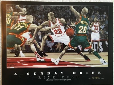 Litografía de colección MICHAEL JORDAN 'A Sunday Drive' de Rick Rush xxxx/5000 Foto 1 de 4
