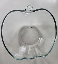Kig Indonesia Apple Shaped Bowl Clear Glass Textured Leaf 9” L x 8.5” W X 3” Dp