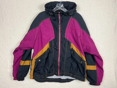 Vintage Nike Jacket Womens Medium Full Zip Color Block Lined Windbreaker Coat - Image 1 of 4