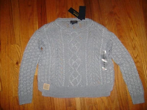 NWT POLO RALPH LAUREN GIRLS SWEATER size 6 / 6X BLUE 100% LINEN CROCHET STUNNING - Picture 1 of 6