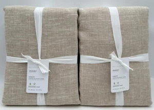 Pottery Barn Emery Linen Grommet Blackout Drape (2) ~ 50 x 108 ~ Oatmeal - Picture 1 of 2