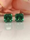 3.00 Ct Cut Simulated Green Emerald Women's Stud Earrings 14K White Gold Plated