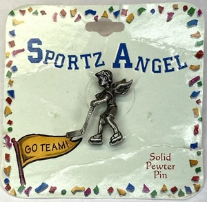 Sportz Angel 1” Solid Pewter Pin Monarch Creations Hockey Skating - Picture 1 of 5