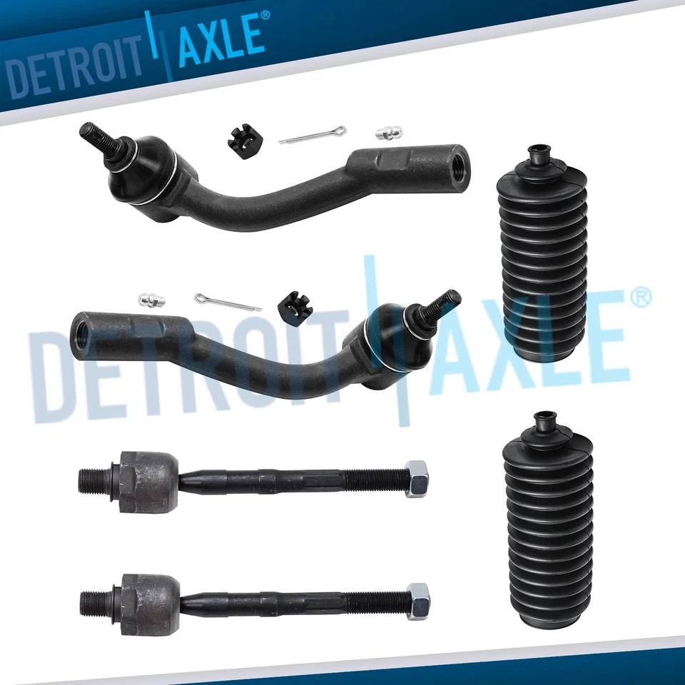 6pc Front Inner Outer Tie Rods for 2006 2007 2008 2009 2010 2011 Hyundai Accent - Image 1 of 4