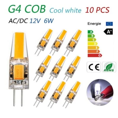 6W G4 COB LED chips work lamp bulbs 12V AC DC High Power cool white light 10pcs - Image 1 of 2