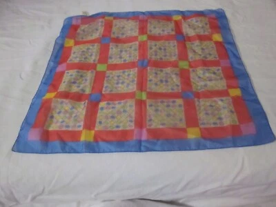 Винтажный итальянский красный синий желтый розовый геометрический круг квадратный дизайн шарф - Изображение 1 из 4