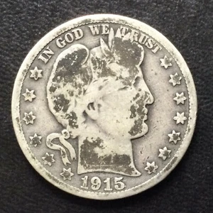 1915-S Barber Quarter Silver EE. UU. Moneda A0167 - Imagen 1 de 5