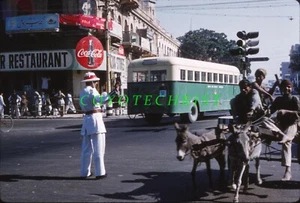 1960 Original Slide KARACHI PAKISTAN Traffic Cop CITY BUS Coca Cola PREEDY ST - Picture 1 of 1
