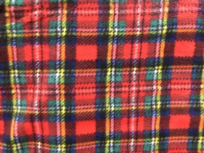 Rainbow colorful Plaid Checkered checks red green Blue Fleece Fabric 60"w, BTY - Image 1 of 4