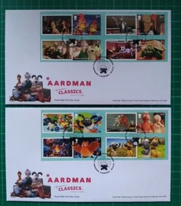 2022 AARDMAN CLASSICS CHARACTERS 8 SMILERS on 2 FDC ORMSKIRK LIVERPOOL - Picture 1 of 3