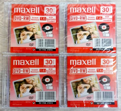 4 x Maxell DVD-RW Brand New Sealed Disk 30 mins Single Sided Recordable DVD RW - Image 1 of 3