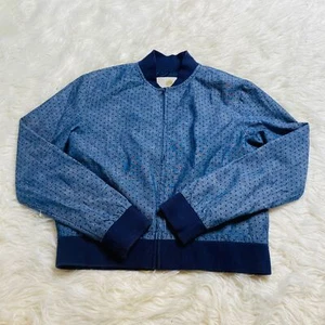 Tucker Tate Denim Jacket Girls XL Bomber Liliya Polka Dot Chambray Lightweight - Picture 1 of 10