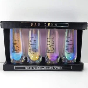 Rae Dunn by Enchante Collection TOAST-CHEER Set of 4 Champagne Flutes Iridescent - Bild 1 von 8