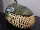Hand Made Ceramic Ear of Corn Shape Covered Oval Bowl - Signed and Dated 1977
