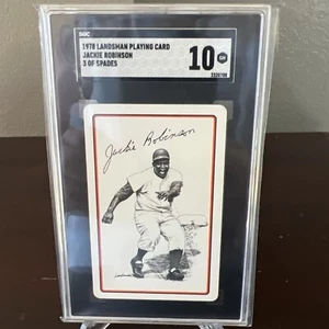 1978 Landsman Playing Cards Jackie Robinson 3 of Spades  SGC GEM MINT 10 POP 1 - Picture 1 of 4