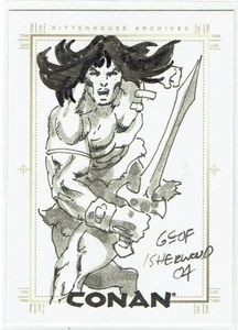 Conan Art of the Hyborian Age Rittenhouse 2004 Artist Sketch Geoff Isherwood - Picture 1 of 4