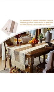 Cotton Macrame Boho Crochet Lace Table Runner Tassels Vintage Decor 33x120cm - Picture 1 of 11