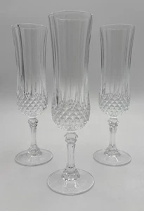 Cristal d'Arques Longchamp Klar 8-1/8" Geriffelt Sektgläser 3er Set - Bild 1 von 6