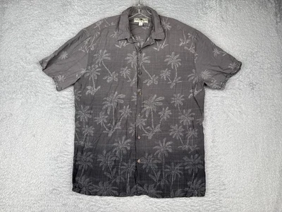 Camisa Island Shores Hombre Extra Grande Gris Ombre Floral Palmera Rayón Hawaiano Foto 1 de 4