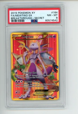 2015 Pokemon Breakthrough Mewtwo EX 164/162 Full Art Secret Rare PSA 8 NM-MT - Image 1 of 2