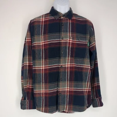 Woolrich Woolen Mills Flannel Shirt Blue Black Red Plaid Button Up Men's Small - Image 1 of 4
