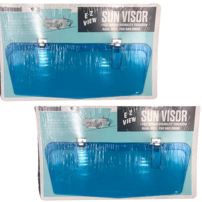 Vtg Style Clip-On Blue Pair Sunvisor For: FORD CUSTOM MAVERICK BRONCO RANCHERO  - Image 1 of 3
