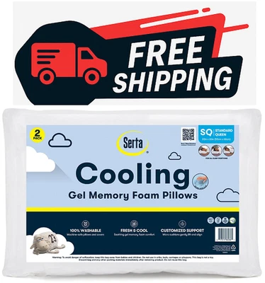 Serta 2-Pack Gel Memory Foam Cluster Bed Pillow-Genuine - Image 1 of 4