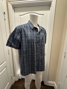 Columbia Shirt Men's S/S Striped Seersucker Button Up Cotton Cream Blue LG - Picture 1 of 18